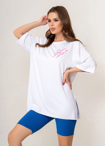 Белая летняя футболка женская с коротким рукавом ISSA PLUS 14079