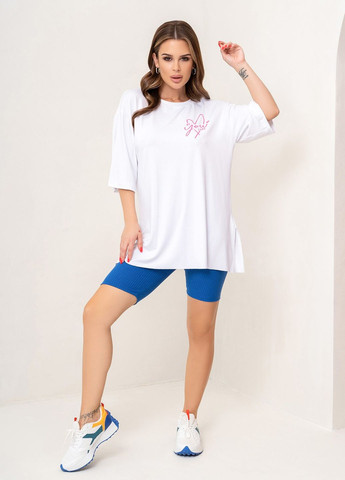 Біла літня футболка жіноча з коротким рукавом ISSA PLUS 14079