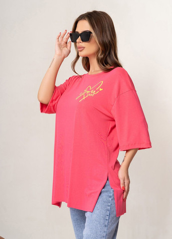 Малиновая летняя футболка женская с коротким рукавом ISSA PLUS 14079