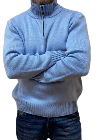 Голубой зимний свитер со змейкой Berta Lucci