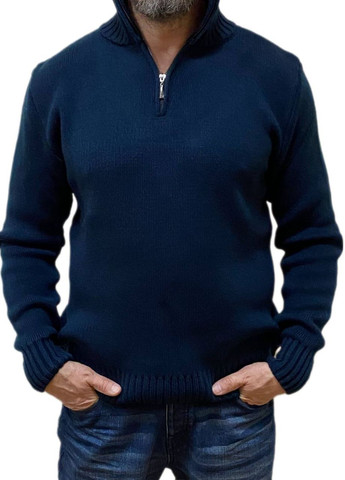 Темно-синий зимний свитер со змейкой Berta Lucci