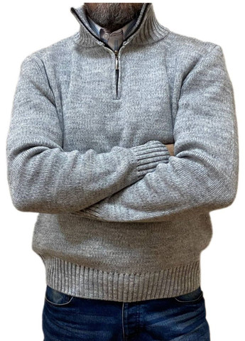 Серый зимний свитер со змейкой Berta Lucci