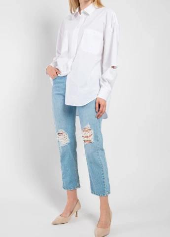 Голубые укороченные джинсы MSGM - (260391583)