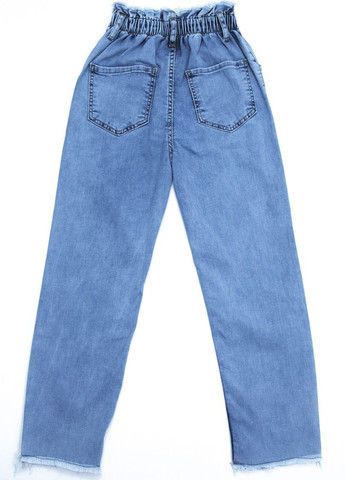 Голубые летние мом фит голубые джинсы на резинке для девочек мом тонкие JEANSclub
