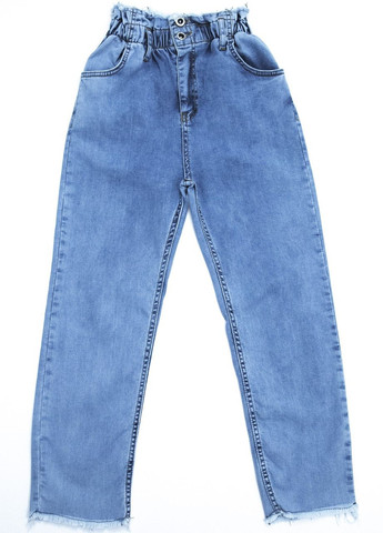 Голубые летние мом фит голубые джинсы на резинке для девочек мом тонкие JEANSclub