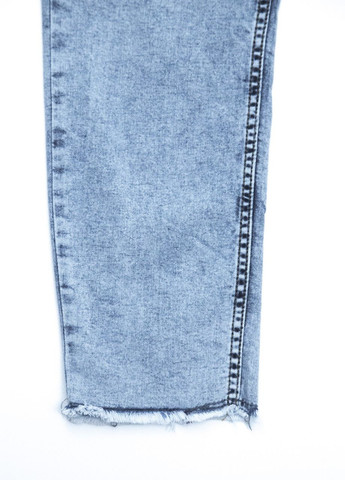 Голубые летние мом фит джинсы для девочек тонкие на резинке мом вареные JEANSclub