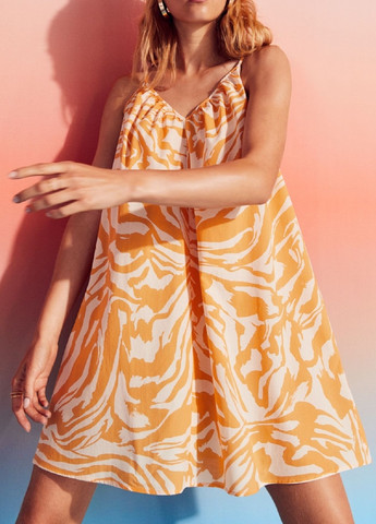 Оранжевое кэжуал платье H&M зебра
