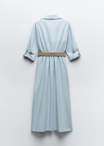 Голубое повседневный платье Zara однотонное