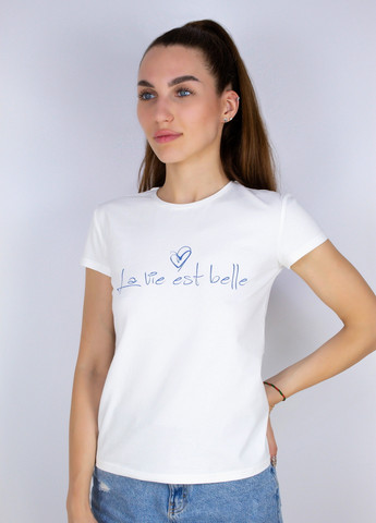 Молочная всесезон футболка женская хлопковая с коротким рукавом NEL