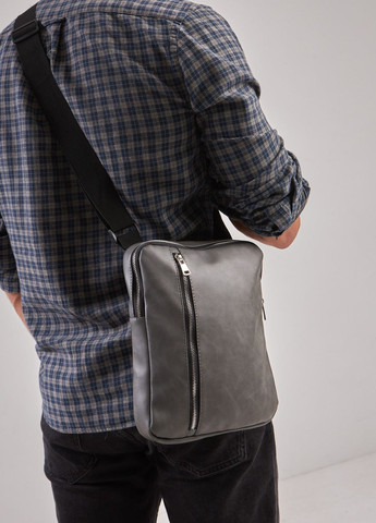 Мужская серая сумка планшет через плечо экокожа No Brand vertical (260396281)