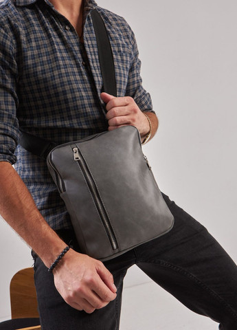 Мужская серая сумка планшет через плечо экокожа No Brand vertical (260396281)