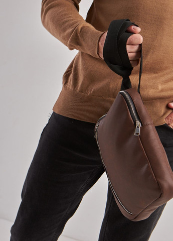 Чоловіча коричнева сумка планшет через плечо екошкіра No Brand Vertical (260396340)