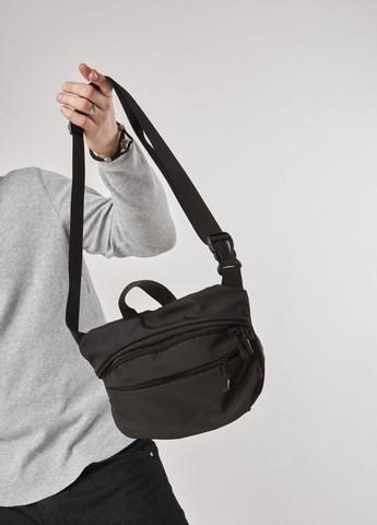 Поясна сумка, бананка через плече стильний та практичний аксесуар чорний колір No Brand frog (260396316)