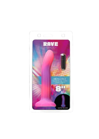 Светящийся в темноте фаллоимитатор - Rave - 8" Glow in the Dark Dildo ADDICTION (260414251)