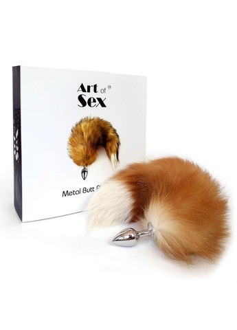 Металлическая анальная пробка с хвостом из натурального меха size M Foxy fox Art of Sex (260414288)
