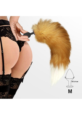 Силиконовая анальная пробка с хвостом из натурального меха size M Foxy fox Art of Sex (260414312)