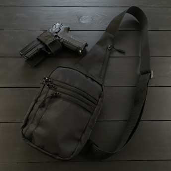 Тактическая нагрудная сумка бананка с кобурой и быстрым открытием Tactica2 черный цвет No Brand tactica 2 (260492526)
