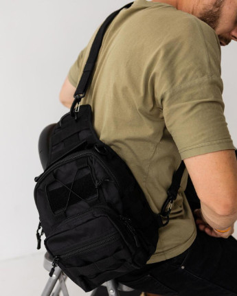 Чоловічий нагрудний тактичний слінг сумка багатофункціональна чорна No Brand tactica (260492548)