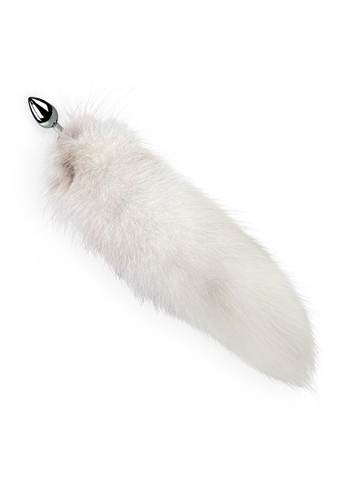 Металева анальна пробка з хвостом із натурального хутра size M White fox Art of Sex (260450121)