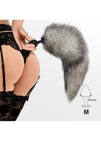 Силиконовая анальная пробка с хвостом из натурального меха size M Artctic fox Art of Sex (260450126)