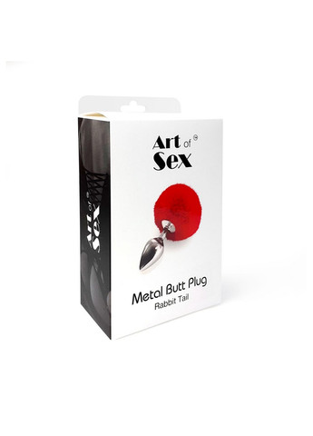 Металлическая анальная пробка М - Metal Butt plug Rabbit Tail, Красный Art of Sex (260450129)