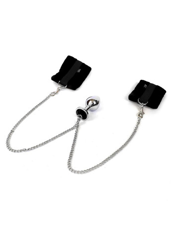 Наручники с металлической анальной пробкой Handcuffs with Metal Anal Plug size M Black Art of Sex (260450120)