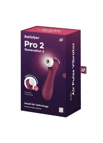 Вакуумный клиторальный стимулятор Pro 2 Generation 3 with Liquid Air Wine Red Satisfyer (260450275)