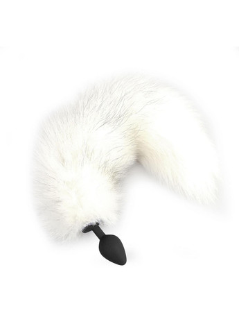 Силіконова анальна пробка з хвостом із натурального хутра size M White fox Art of Sex (260450133)