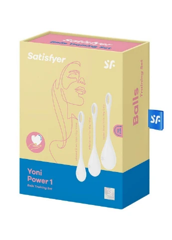 Набор йони бусин Yoni Power 1 White, диаметр 2-2,5-3см, вес 22-46-74гр Satisfyer (260450257)
