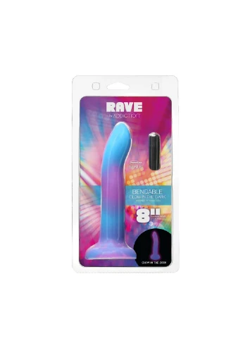 Светящийся в темноте фаллоимитатор - Rave - 8" Glow in the Dark Dildo ADDICTION (260450081)