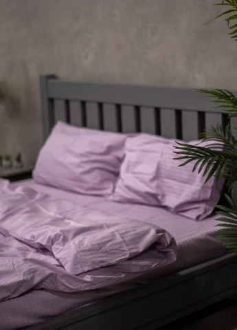 Комплект постільної білизни Satin Stripe Lavender 100% бавовна 220х180 см No Brand (260476776)