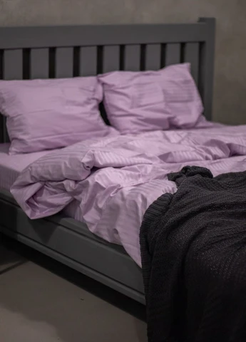 Комплект постільної білизни Satin Stripe Lavender 100% бавовна 220х180 см No Brand (260476776)