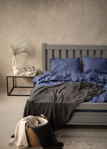 Комплект постельного белья Satin Stripe Dark Blue 100% хлопок 215х150 см 70х70 см полуторный No Brand (260476743)
