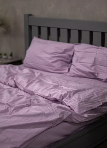 Комплект постільної білизни Satin Stripe Lavender 100% бавовна 215х150 см 70х70 см полуторний No Brand (260476775)