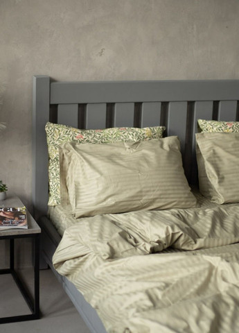Комплект постільної білизни Satin Stripe Olive 100% бавовна 220х200 см 70х70 см євро No Brand (260476774)