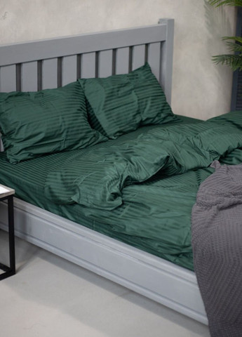 Комплект постельного белья Satin Stripe Emerald 100% хлопок 220х200 см 70х70 см евро No Brand (260476781)