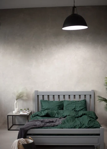 Комплект постільної білизни Satin Stripe Emerald 100% бавовна 215х150 см 70х70 см полуторний No Brand (260476780)
