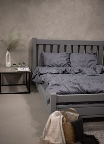 Комплект постельного белья Satin Stripe Gray 100% хлопок 215х150 см 2 шт, 70х70 см семейный No Brand (260476765)