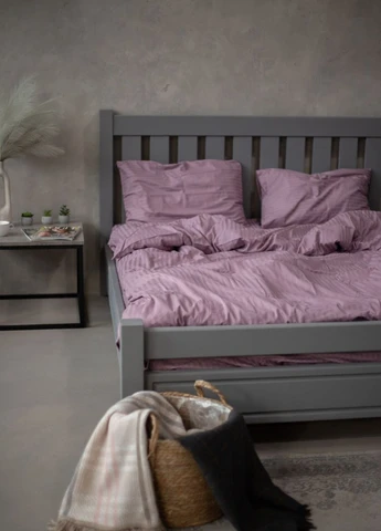 Комплект постільної білизни Satin Stripe Plum 100% бавовна 220х200 см 70х70 см євро No Brand (260476782)