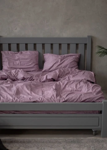 Комплект постільної білизни Satin Stripe Plum 100% бавовна 220х200 см 70х70 см євро No Brand (260476782)