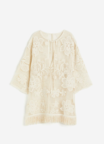 Молочное пляжное платье H&M с цветочным принтом