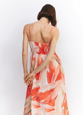 Коралова ділова сукня H&M з абстрактним візерунком