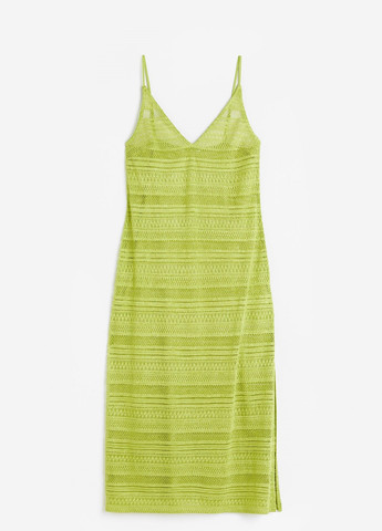 Оливковое коктейльное платье H&M однотонное