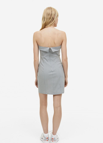 Светло-бежевое деловое платье H&M в полоску