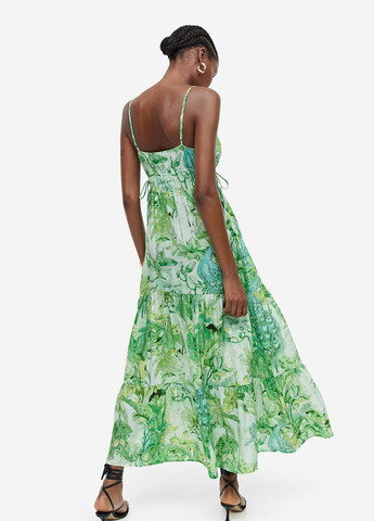 Светло-зеленое кэжуал платье H&M с цветочным принтом