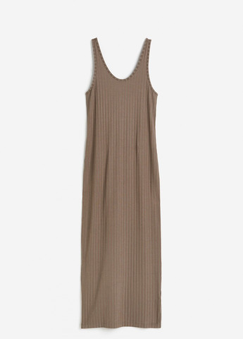 Серо-бежевое кэжуал платье H&M однотонное