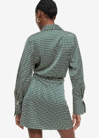 Темно-зелена кежуал сукня H&M з абстрактним візерунком