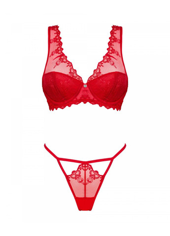 Червоний демісезонний комплект білизни (ліф, трусики) Obsessive