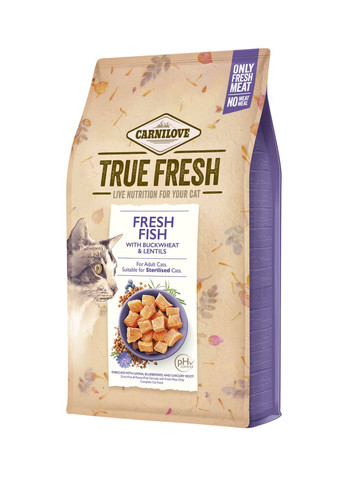 Сухой корм для взрослых кошек True Fresh Cat Fish с рыбой, 4,8 кг Carnilove (260479258)