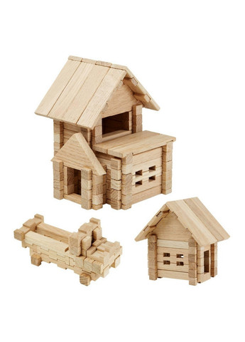 Дерев'яний конструктор "Будиночок з гаражем", 75 деталей 15х20,5х6,5 см Igroteco (260498965)